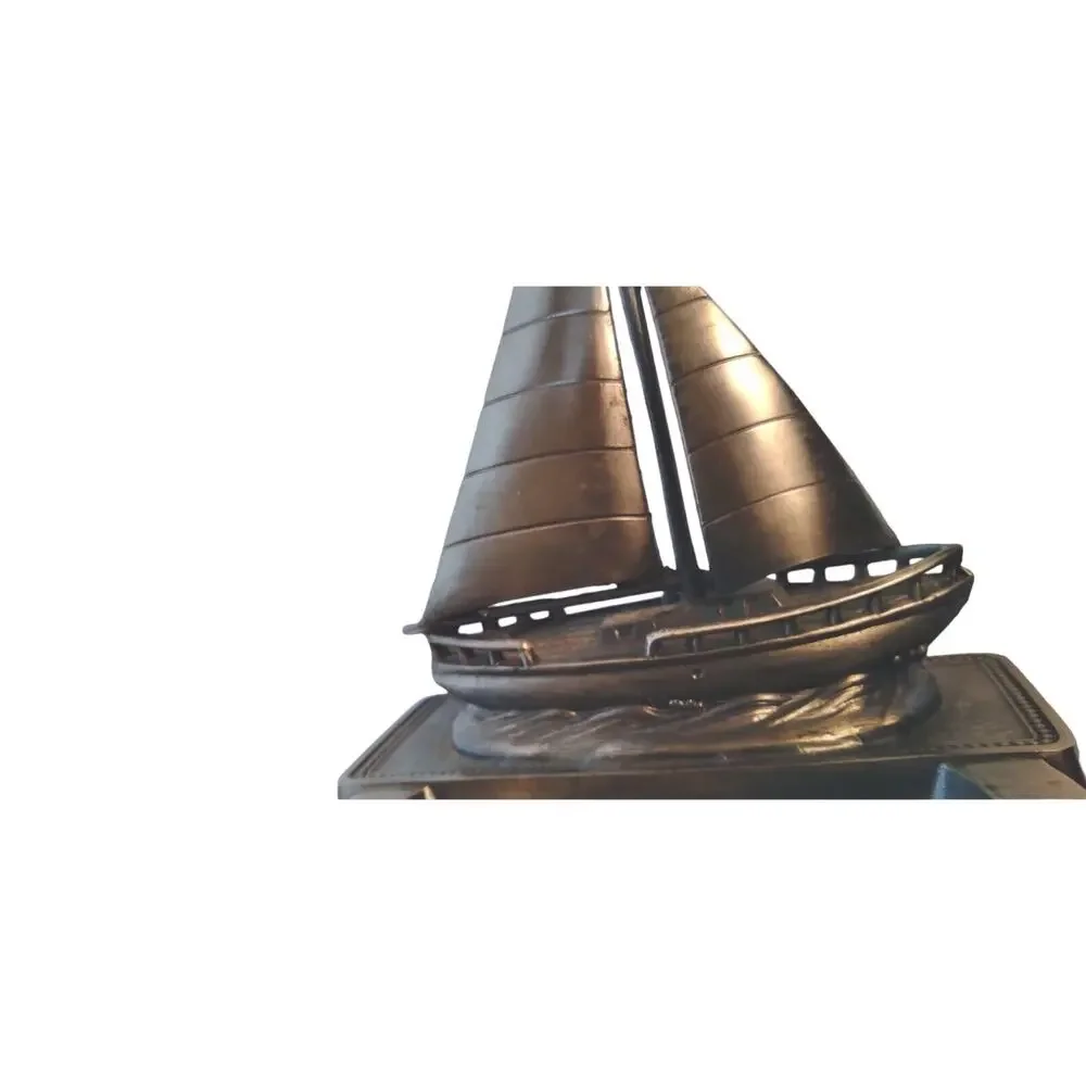 Comoys of London Japan Vintage Metal‎ Ashtray Sailboat Nautical Decor 4.5